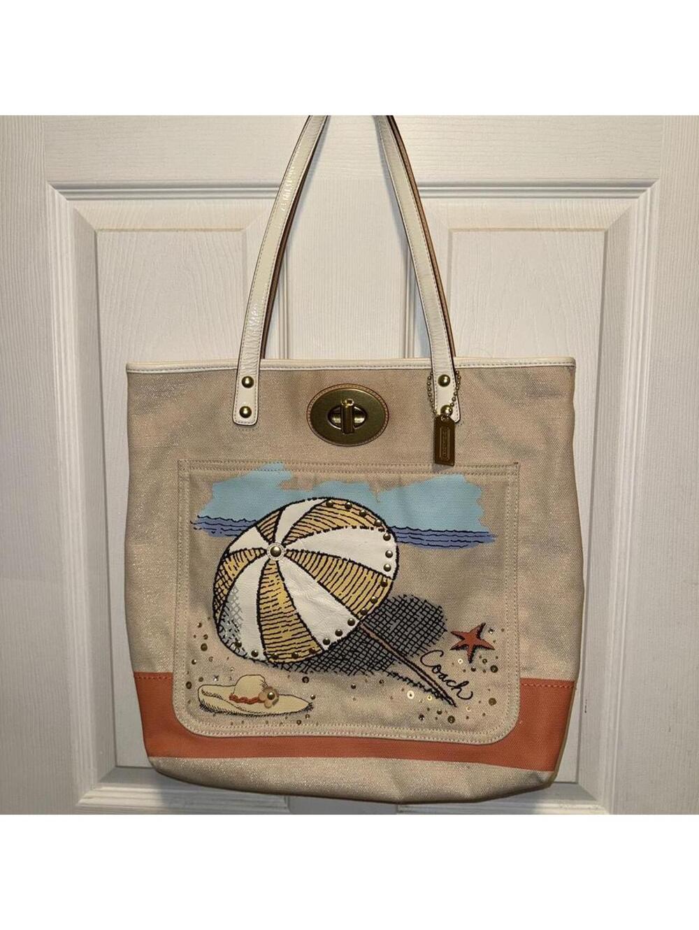 Coach Bag x Pierre Le-Tan Beach Umbrella Canvas Tote Bag